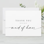 Maid of Honour Thank You Card | Modern Minimalist<br><div class="desc">This minimalist design is perfect for the modern bride! Featuring a handwritten signature script paired with a simple sans-serif font. Personalize with your own message on the back,  or order them blank and handwrite your message. Check out the store for matching Bridesmaid cards!</div>