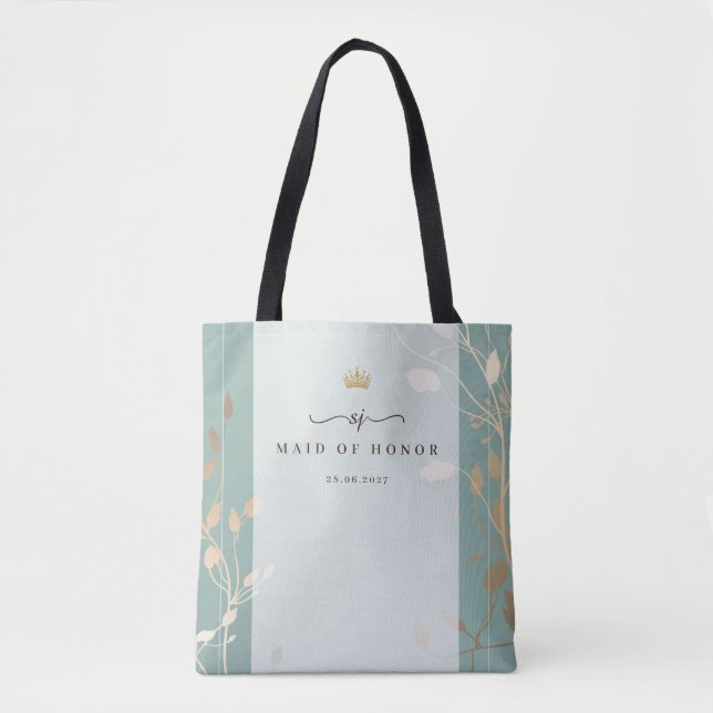 Maid of Honour Tote Bag | Sage Green & Gold (Front)