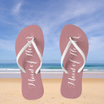 Maid of Honour Trendy Dusty Rose Colour Flip Flops<br><div class="desc">Gift your wedding bridesmaids with these stylish Maid of Honour flip flops that are a trendy,  dusty rose colour along with white,  stylized script to complement your similar wedding colour scheme. Select foot size along with other options. You may customize your flip flops to change colour to your desire.</div>