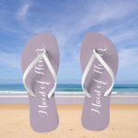 Maid of Honour Trendy Mauve Colour Flip Flops<br><div class="desc">Gift your wedding bridesmaids with these stylish Maid of Honour flip flops that are a trendy mauve/pale purple colour along with white,  stylized script to complement your similar wedding colour scheme. Select foot size along with other options. You may customize your flip flops to change colour to your desire.</div>