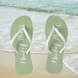 Maid of Honour Trendy Sage Green Colour Flip Flops<br><div class="desc">Gift your wedding bridesmaids with these stylish Maid of Honour flip flops that are a trendy,  sage green colour along with white,  stylized script to complement your similar wedding colour scheme. Select foot size along with other options. You may customize your flip flops to change colour to your desire.</div>