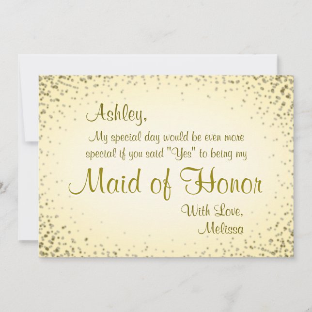 Maid of Honour | Vintage Gold Invitation (Front)