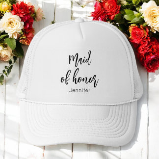 Maid of Honour Wedding Black White Trucker Hat