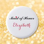 Maid of Honour Wedding Bridal Bachelorette Party 1 Inch Round Button<br><div class="desc">Beautiful,  elegant,  fun,  cool,  custom,  personalized,  stylish round pinback button for the Maid of Honour for bridal shower,  bachelorette party,  wedding party.</div>