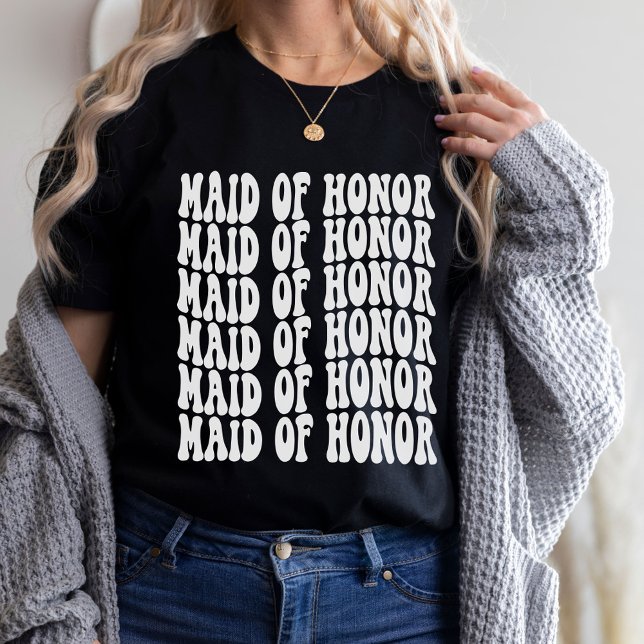 Maid of Honour White Matching Bridal Party T-Shirt (Creator Uploaded)