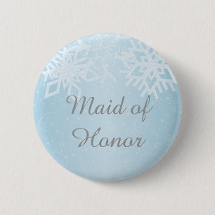 Maid of Honour Winter Snowflakes 2 Inch Round Button
