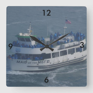Maid of the mist on the Niagara river . Square Wall Clock