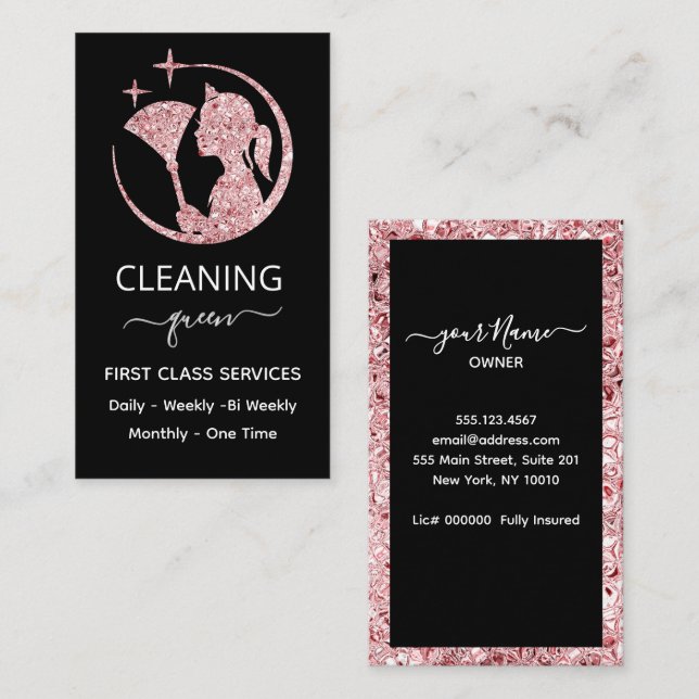  Maid Rose Pink Cleaning Service Calling Card (Front/Back)