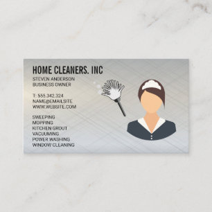 Maid Service Duster House Keeping Metallic Business Card