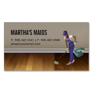 Maid Service   Hardwood Floors Magnetic Business Card