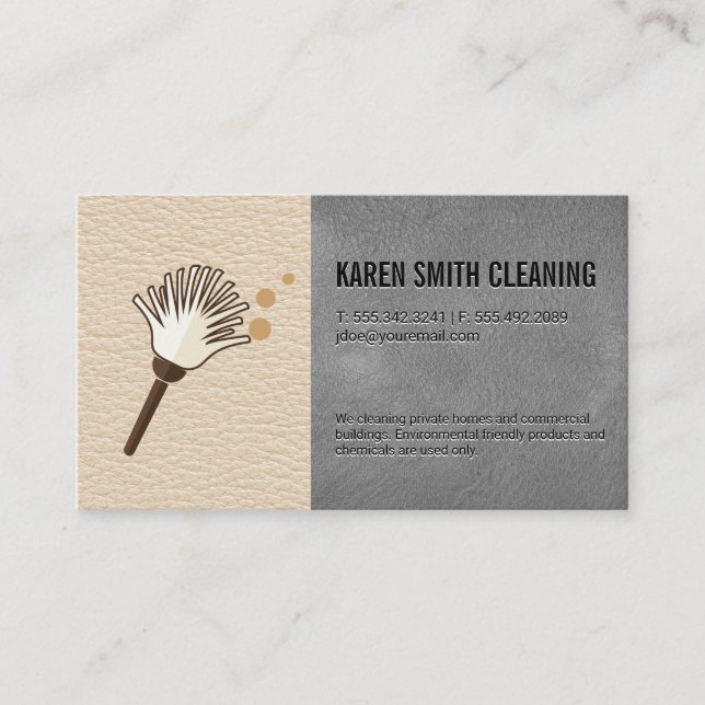 Maid Service | Leather Background Business Card (Front)