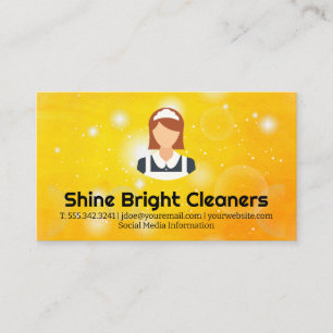 Maid Service Logo Sparkle and Glow Orange Business Card