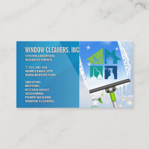 Maid Working Window Cleaner   Squeegee Business Card