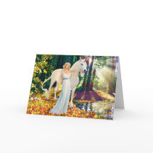 Maiden and Unicorne Healing Greeting Card