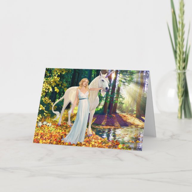 Maiden and Unicorne Healing Greeting Card (Front)