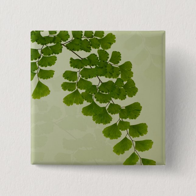 Maiden Hair Fern Frond 2 Inch Square Button (Front)