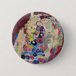 Maiden (Virgin), Gustav Klimt, Vintage Art Nouveau 2 Inch Round Button<br><div class="desc">The Maiden (aka The Virgin) (1913) by Gustav Klimt is a vintage Victorian Era Art Nouveau fine art symbolism portrait painting. Several women yawning, stretching and sleeping in a bed covered with colourful mosaic pattern blankets. About the artist: Gustav Klimt (1862-1918) was an Austrian Symbolist painter and one of the...</div>