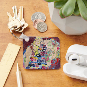 Maiden (Virgin), Gustav Klimt, Vintage Art Nouveau Keychain