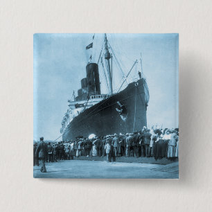 Maiden Voyage of RMS Lusitania, 13 Septemeber 1907 2 Inch Square Button