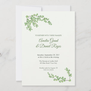 Maidenhair Fern Corners Wedding Invitation