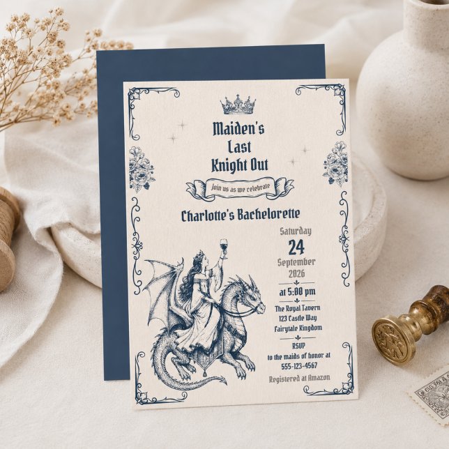 Maiden's Last Knight Out Medieval Bachelorette Invitation (Creator Uploaded)