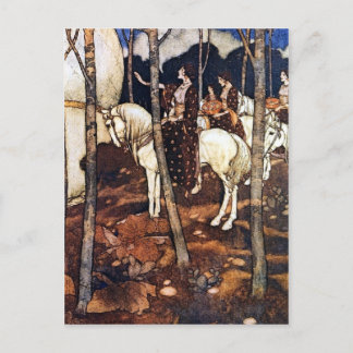 Maidens on White Horses Vertical Postcard