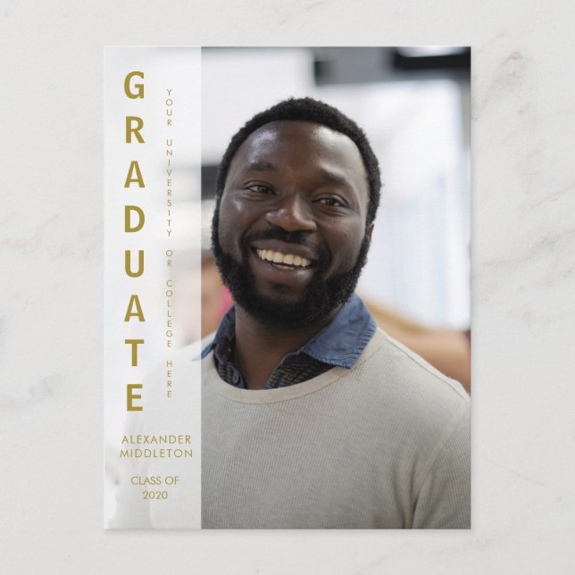 MaIe Graduate Graduation Invitation Simple  Photo Postcard (Front)