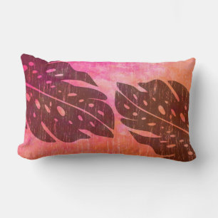 Maikai Hawaiian Monstera Leaf Tie-Dye Blend Lumbar Pillow