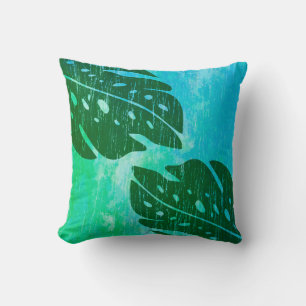 Maikai Hawaiian Monstera Leaf Tie-Dye Blend Throw Pillow