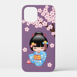 Maiko Kokeshi Doll - Blue Kimono Geisha Girl iPhone 12 Mini Case