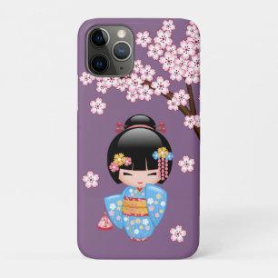 Maiko Kokeshi Doll - Blue Kimono Geisha Girl iPhone 11 Pro Case
