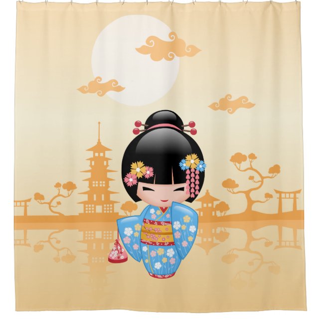 Maiko Kokeshi Doll Cute Geisha Girl Yellow (Front)