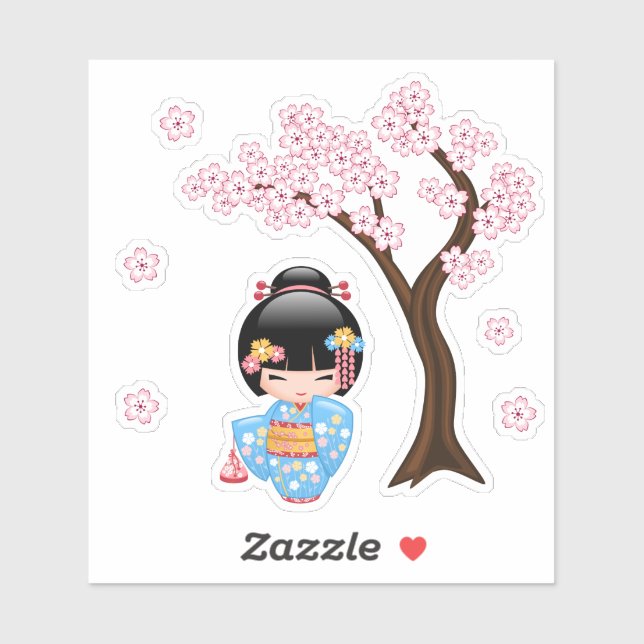 Maiko Kokeshi Doll - Cute Japanese Geisha Girl (Sheet)