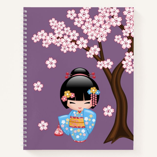 Maiko Kokeshi Doll - Cute Japanese Geisha Girl Notebook (Front)