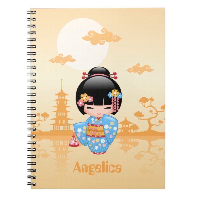 Maiko Kokeshi Doll - Cute Japanese Geisha Girl Notebook (Front)