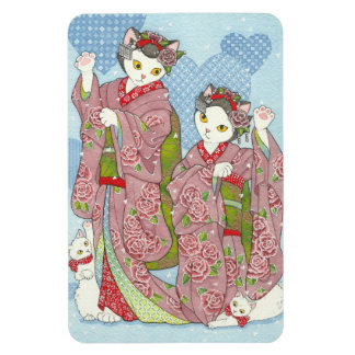Maiko Maneki Neko Good Luck Kimono Cats Magnet