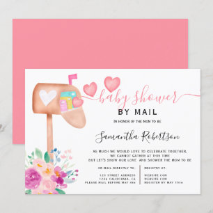 Mail box floral watercolor baby shower by mail invitation
