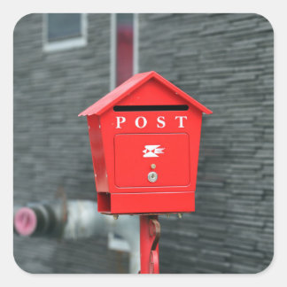 MAIL BOX POST RED BOX POSTCROSSING SQUARE STICKER