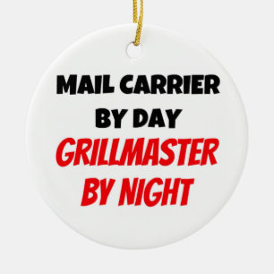 Mail Carrier by Day Grillmaster by Night Ceramic Ornament