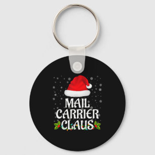 Mail Carrier Claus Christmas Lights Pajama Family  Keychain