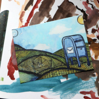 Mail Carrier Drop Box Postal Service Art           Postcard