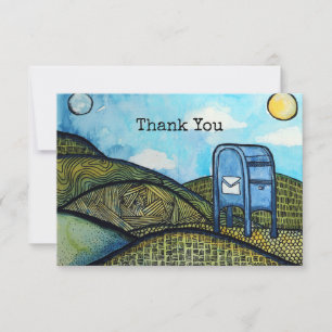 Mail Carrier Drop Box Postal Service Art           Thank You Card