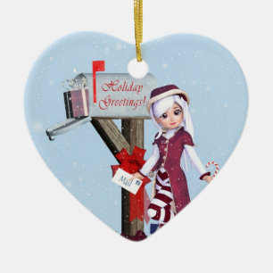 Mail Carrier Elf  Mailbox and Gifts Ornament