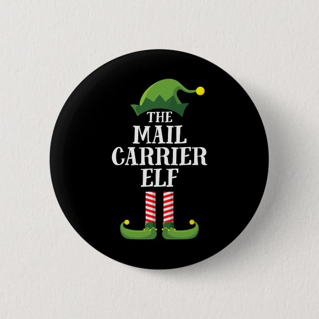 Mail Carrier Elf Matching Family Group Christmas P 2 Inch Round Button (Front)