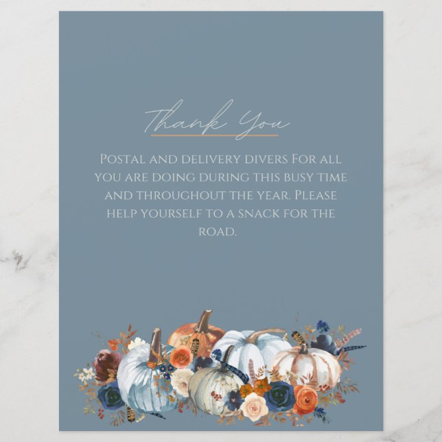 Mail Carrier, Thank You, Sign, Porch Décor, Fall (Front)