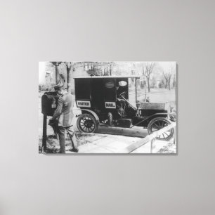 Mail Carrier with "United Mail" Automobile Canvas Print