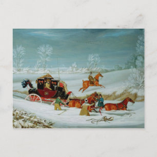 Mail Coach in the Snow Postcard