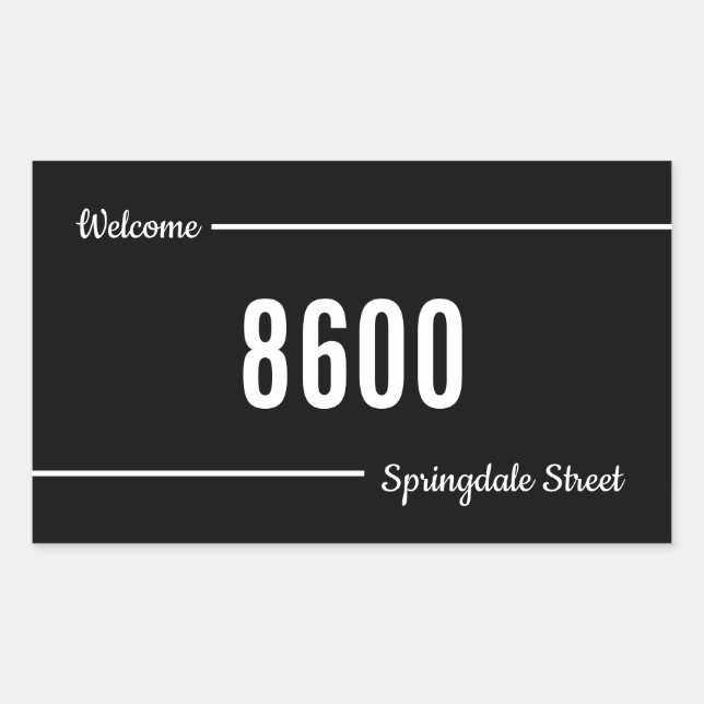 Mailbox Decal Black & White Welcome Street Address Sticker (Front)