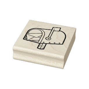 Mailbox Holding An Envelope Rubber Stamp