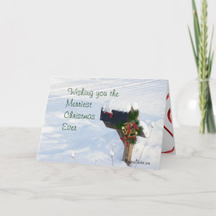 Mailbox in the Snow with Pine & Bells- customize Holiday Card